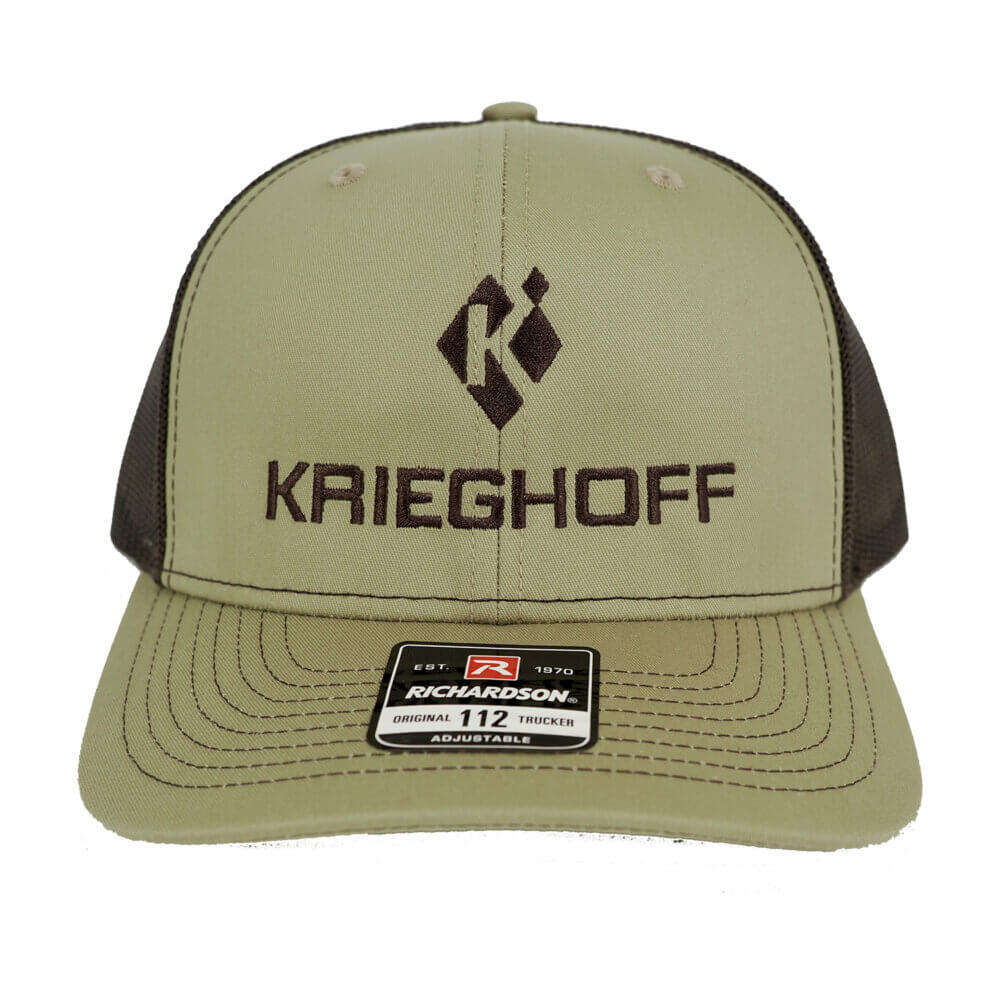 Krieghoff “Richardson” Trucker Hat, Khaki/Coffee