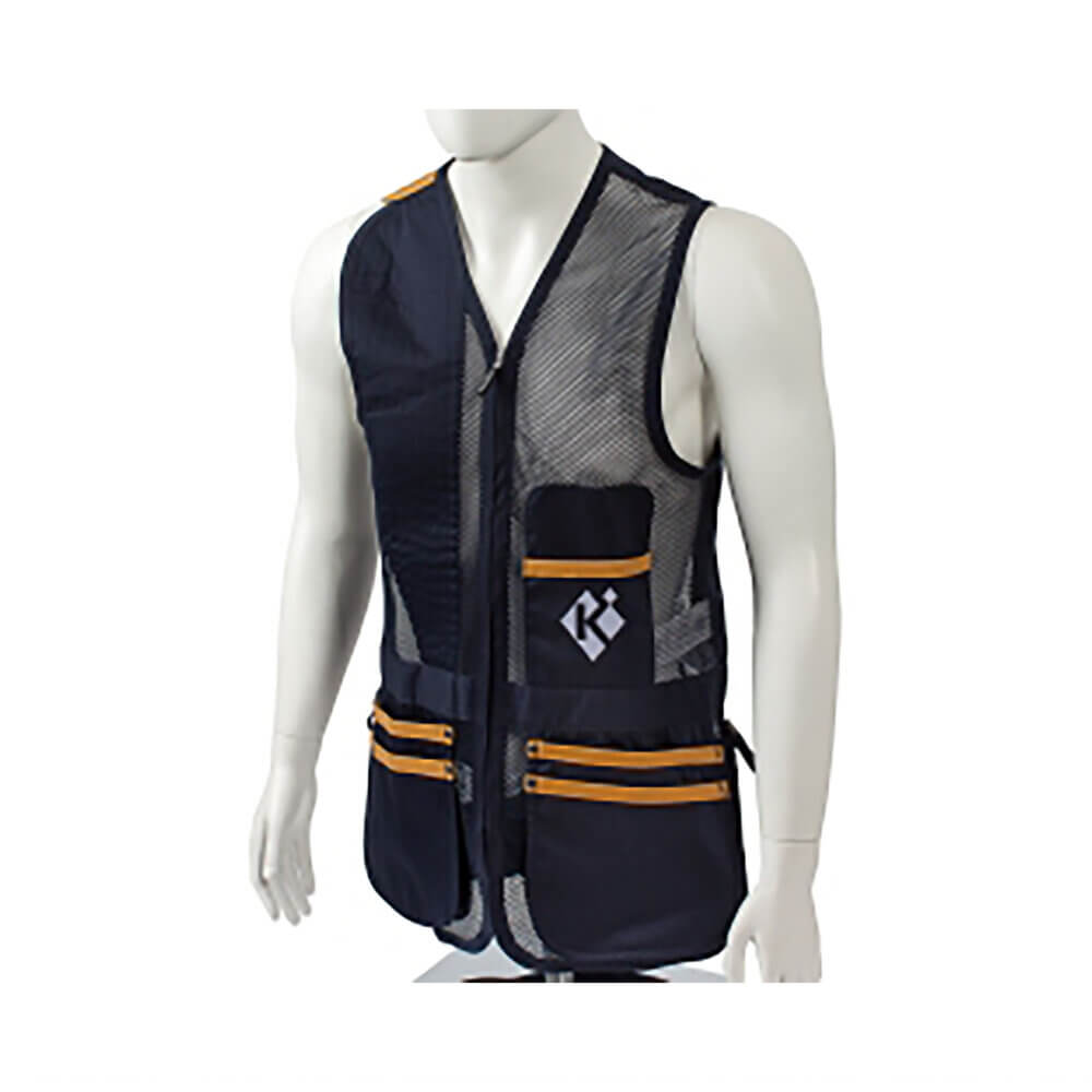 Krieghoff Mesh Shooting Vest by Castellani, Navy Blue, Fabric Pad, Left Handed